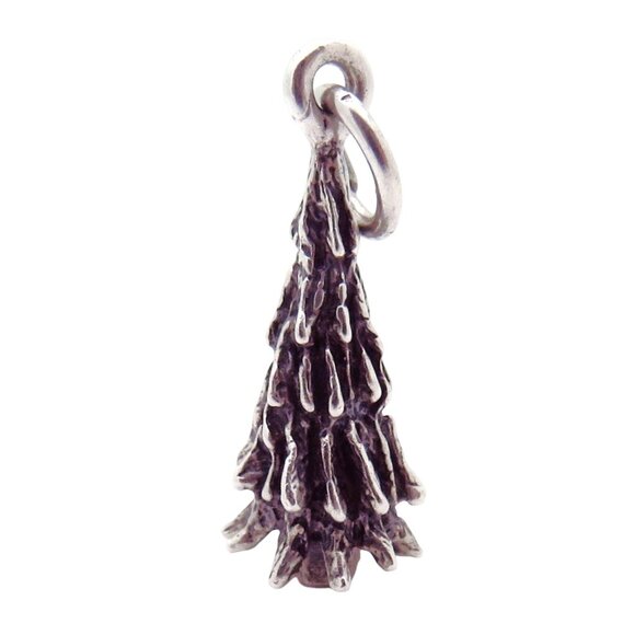 Vintage Sterling Silver 3D Christmas Tree Pine Tree Charm 1940s - Picture 5 of 8